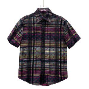Louis Vuitton Multicolor Striped Logo Cotton & Silk Short-Sleeve Shirt XS Made I